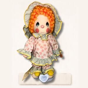 Vintage Precious Moments Rag Doll | Heart Pajamas & Bonnet | Soft Cloth Doll